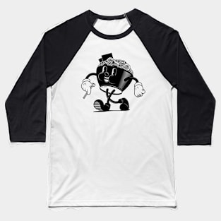 Vintage/Retro style Walking Ramen Bowl (B&W) Baseball T-Shirt